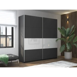 91905394 Шкаф-купе Мебельная Компания Е1 2 дверный 230x220x57 см 14 полок ЛДСП цвет серый Wpdsb_220_Dm STLM-1325312