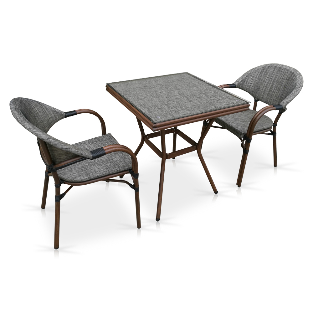 Мебель для дачи, стол и стулья коричневые на 2 персоны Miko AFINA  240943 Коричневый  - Вид №1