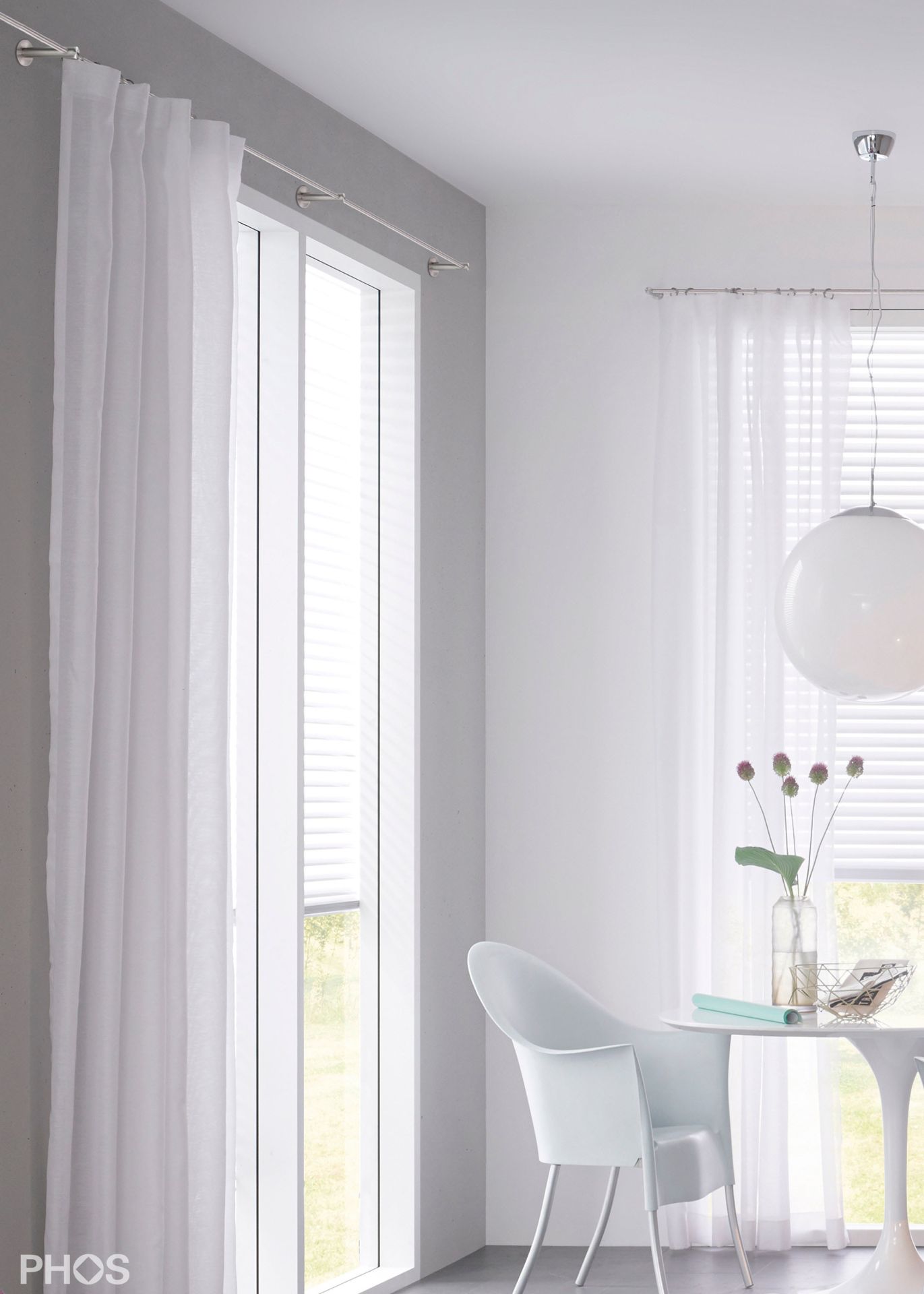 VS20-80E1400 Комплект карнизов: 140 см с 2 концевыми кронштейнами (небольшое расстояние от стены) PHOS  - Вид №3