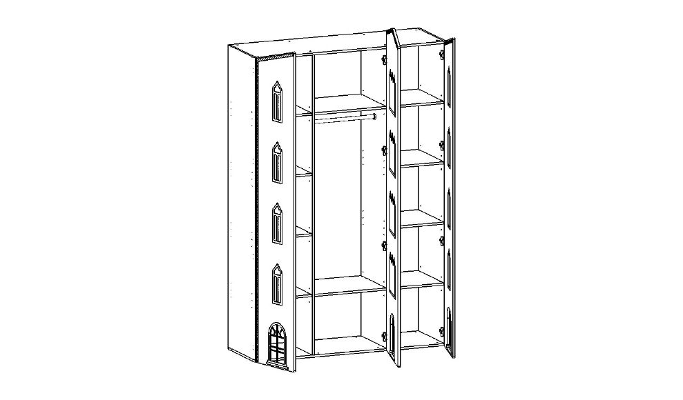 Шкаф детский трехстворчатый "Венеция-1-XL" МАНДАРИН ВЕНЕЦИЯ 178679 Бежевый Santreyd - Вид №3