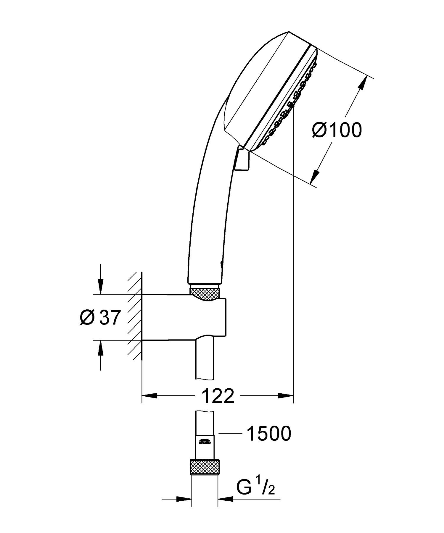 Ручной душ с 3 форсунками с шлангом с держателем Grohe Storma Cosmopolitan 100 ARCH-00030358 - Вид №3
