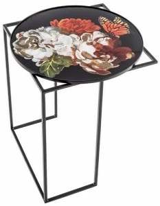 MOMENTI Круглый высокий журнальный столик из металла The black attitude