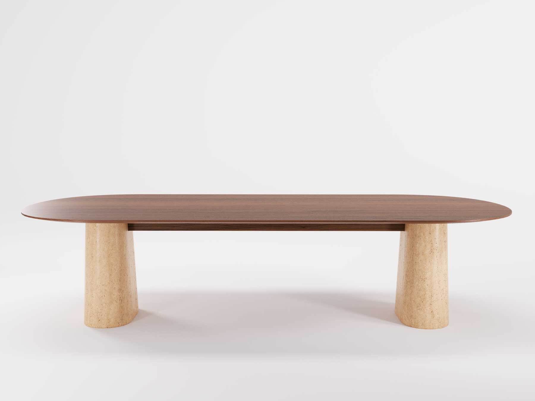 Деревянный овальный стол с травертиновым основанием Wewood Anchor ARCH-00015145 - Вид №12