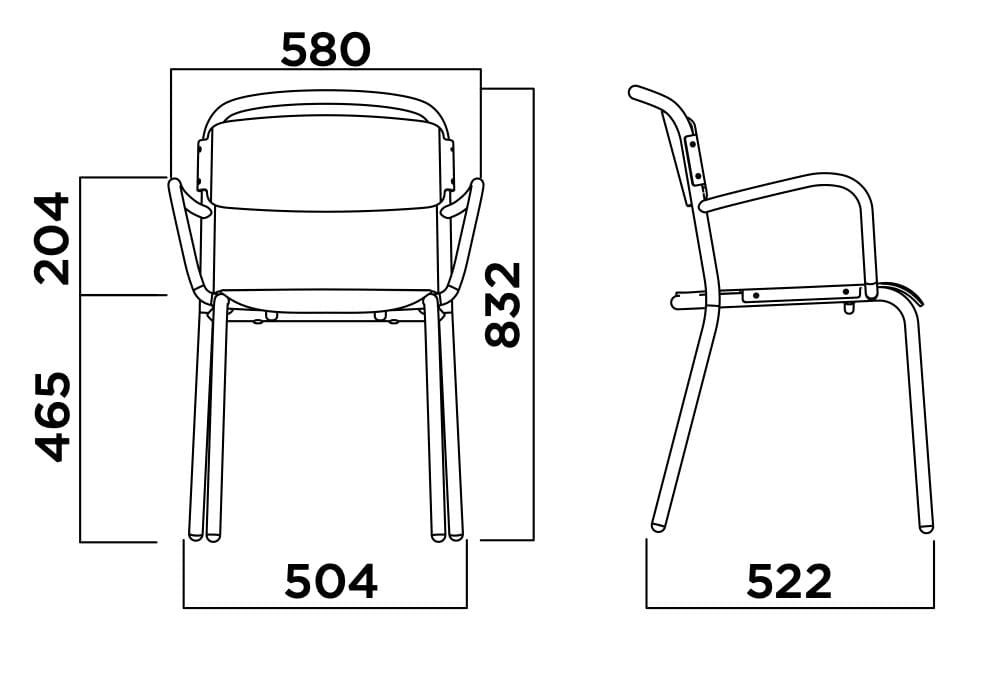 Штабелируемый стул из стали и дерева с подлокотниками Infiniti Skol ARCH-00034018 - Вид №6