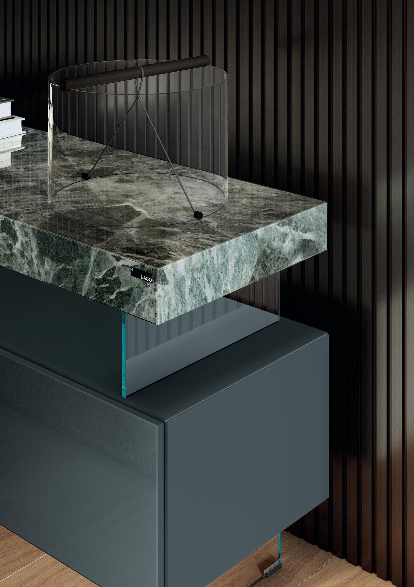 Стеклянный шкаф для телевизора с ящиками Lago Air ARCH-00031756 - Вид №1