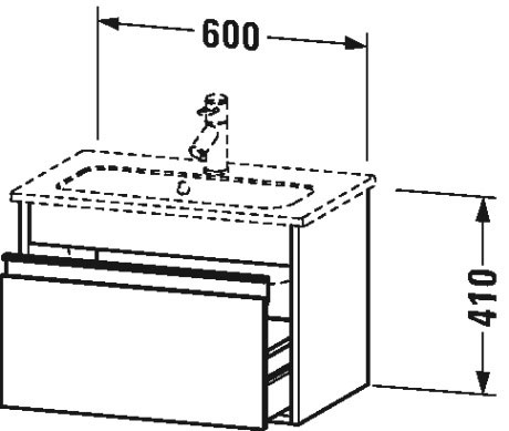 KT642205353 Тумбочка подвесная компакт Ketho #KT6422 600 x 385 мм Каштан темный, декор Duravit - Вид №1