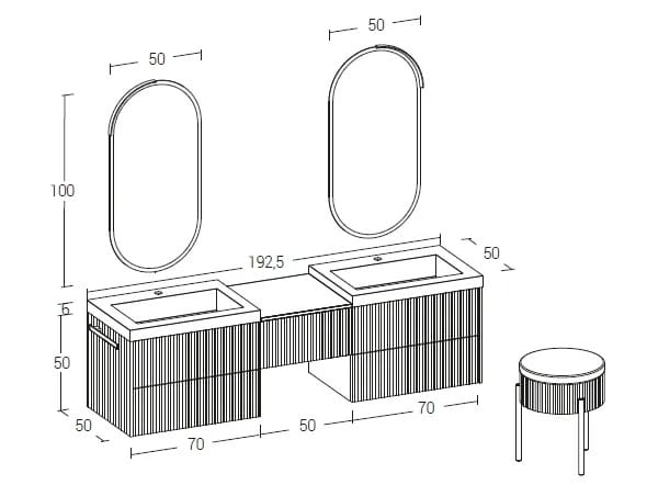 Деревянный подвесной двойной умывальник с ящиками LEGNOBAGNO Re-Stretch ARCH-00035799 - Вид №6