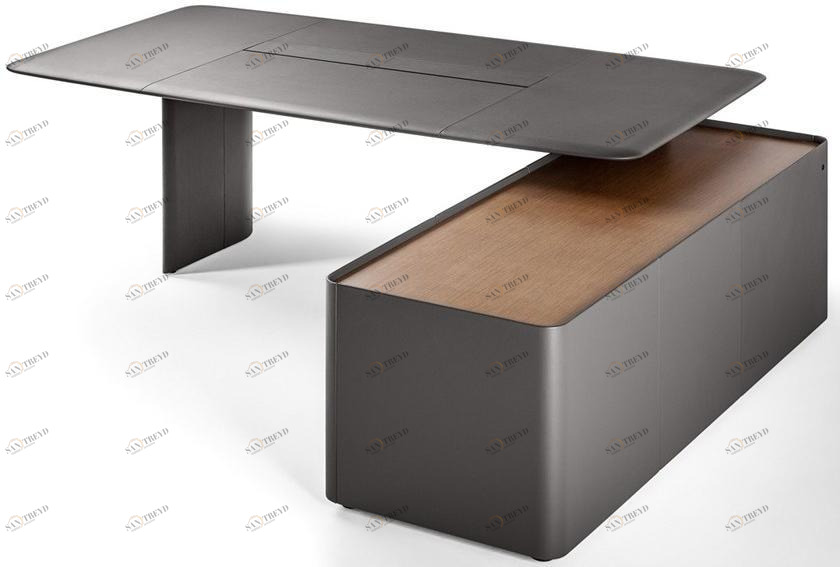 Poltrona Frau Прямоугольный кожаный письменный стол со встроенной полкой L'ufficio - sistemi direzionali 5644711