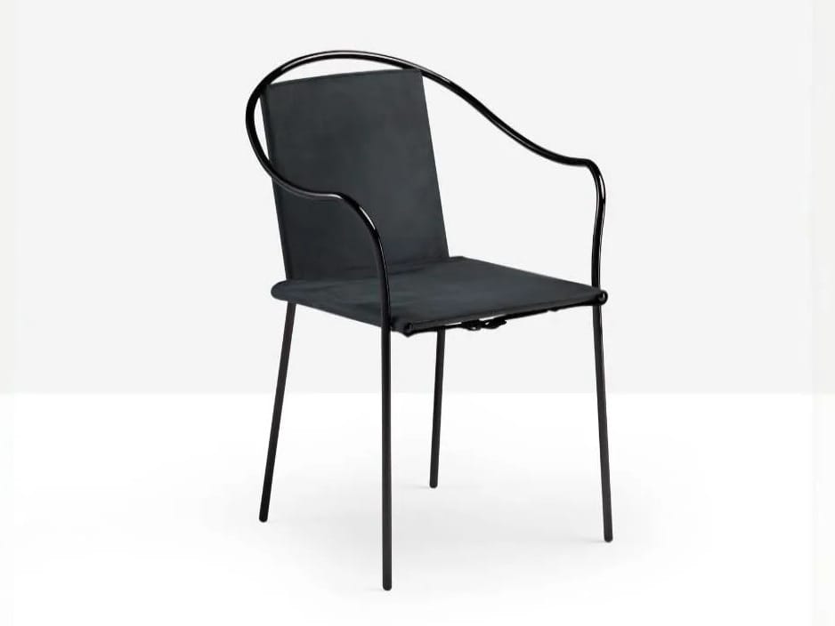 Кожаный стул с подлокотниками Midj Rem ARCH-00133314