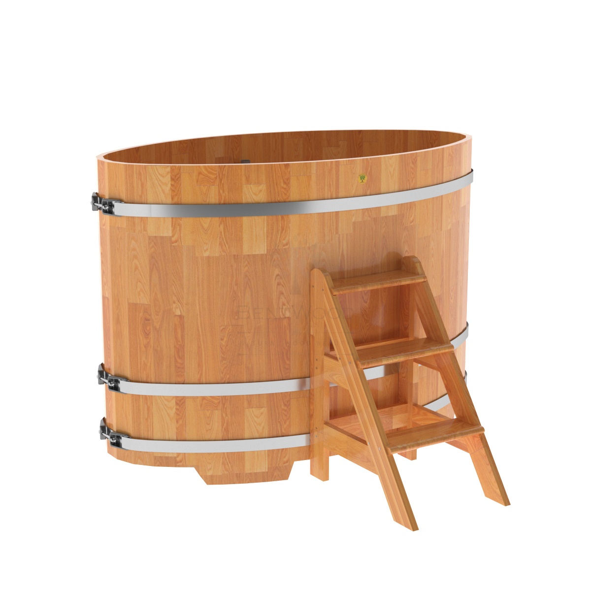 1514 Купель овальная из сращенных ламелей лиственницы 0,92х1,66х1,2 натуральная Alyarus 