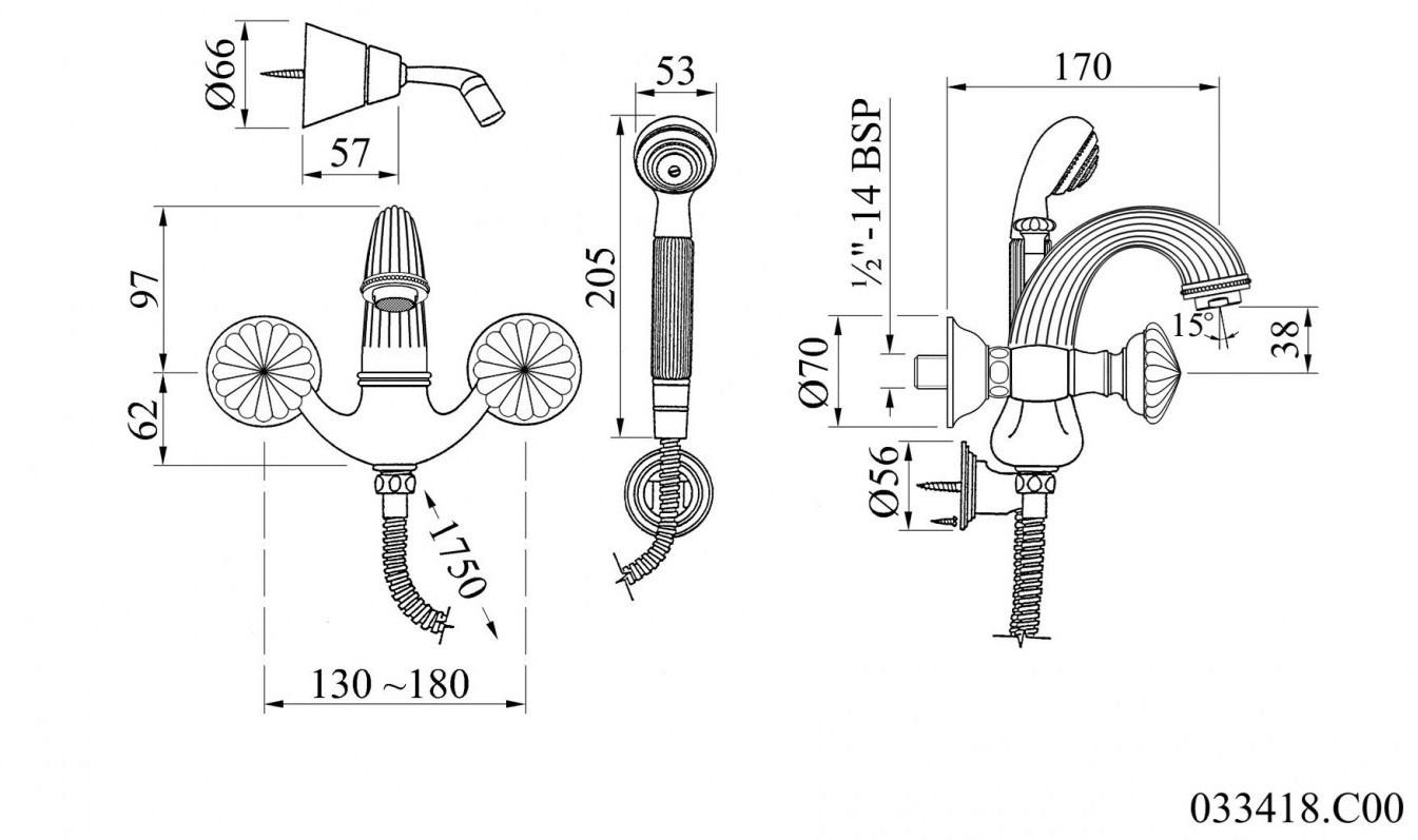 Bronces Mestre Смеситель для ванны на 2 отверстия Artica sun-id-1435086 - Вид №1