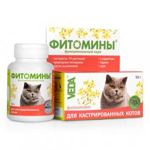 Т00009640 Функциональный корм для кошек ФИТОМИНЫ для кастрированных котов 100таб. ВЕДА