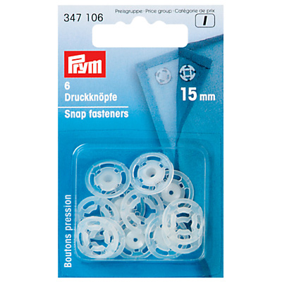 347106 Кнопка пришивная пластик d 15 мм 6 шт. прозрачные PRYM 