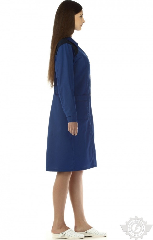 65721 Халат "Мастерица" женский василек с темно-синим  Одежда для обслуживающего персонала  размер 52-54/158-164 Спецодежда  - Вид №4