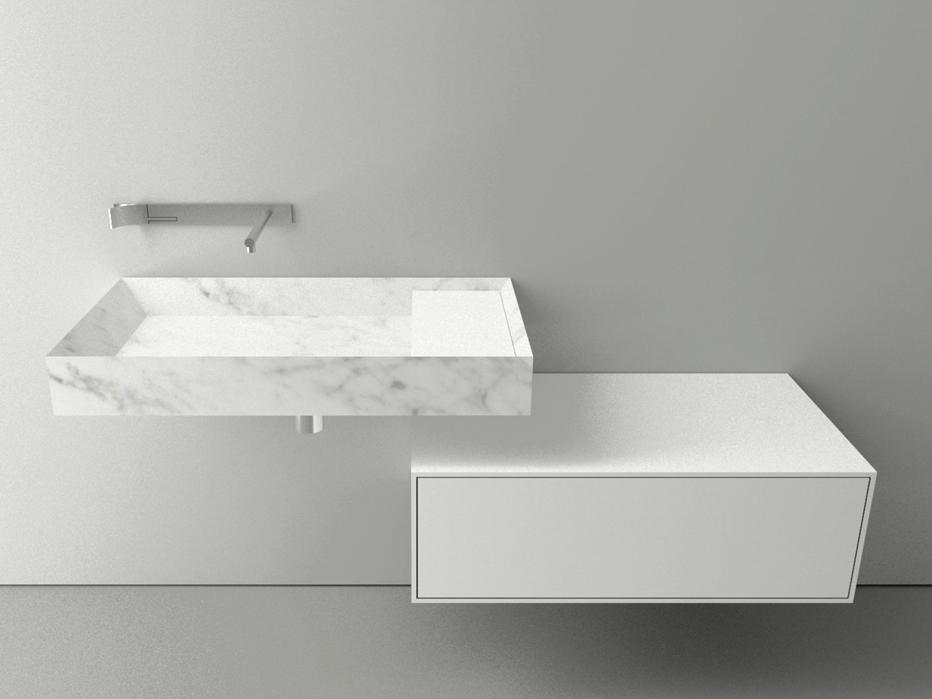 Одиночный подвесной умывальник из каррарского мрамора Boffi A45 STONE ARCH-00030550