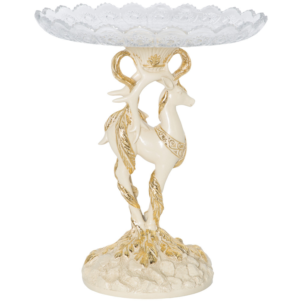 52091 BOGACHO Фруктовница-конфетница Лань Артемиды - 6 Айвори мрамор / стекло  - Вид №1