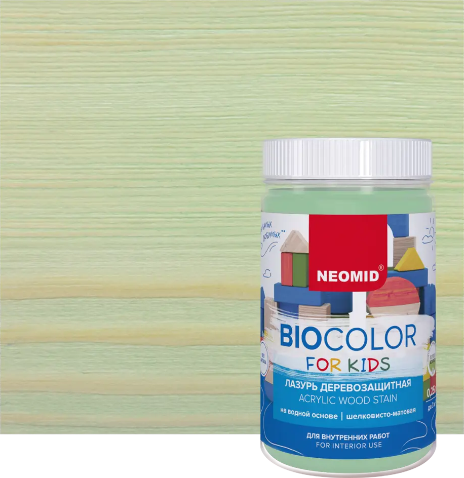 90566018 Лазурь для дерева NOEMID BIO OCLOR FOR KIDS матовая 0.25 л мятный STLM-0285831