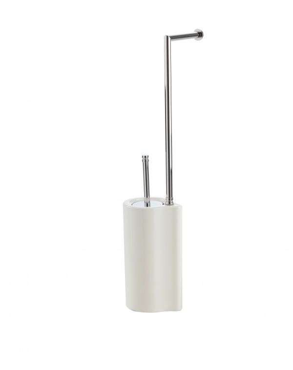 ME972(23) Stil Haus Medea, стойка: бумагодержатель + ерш керам., цвет черный мат. - белая керамика