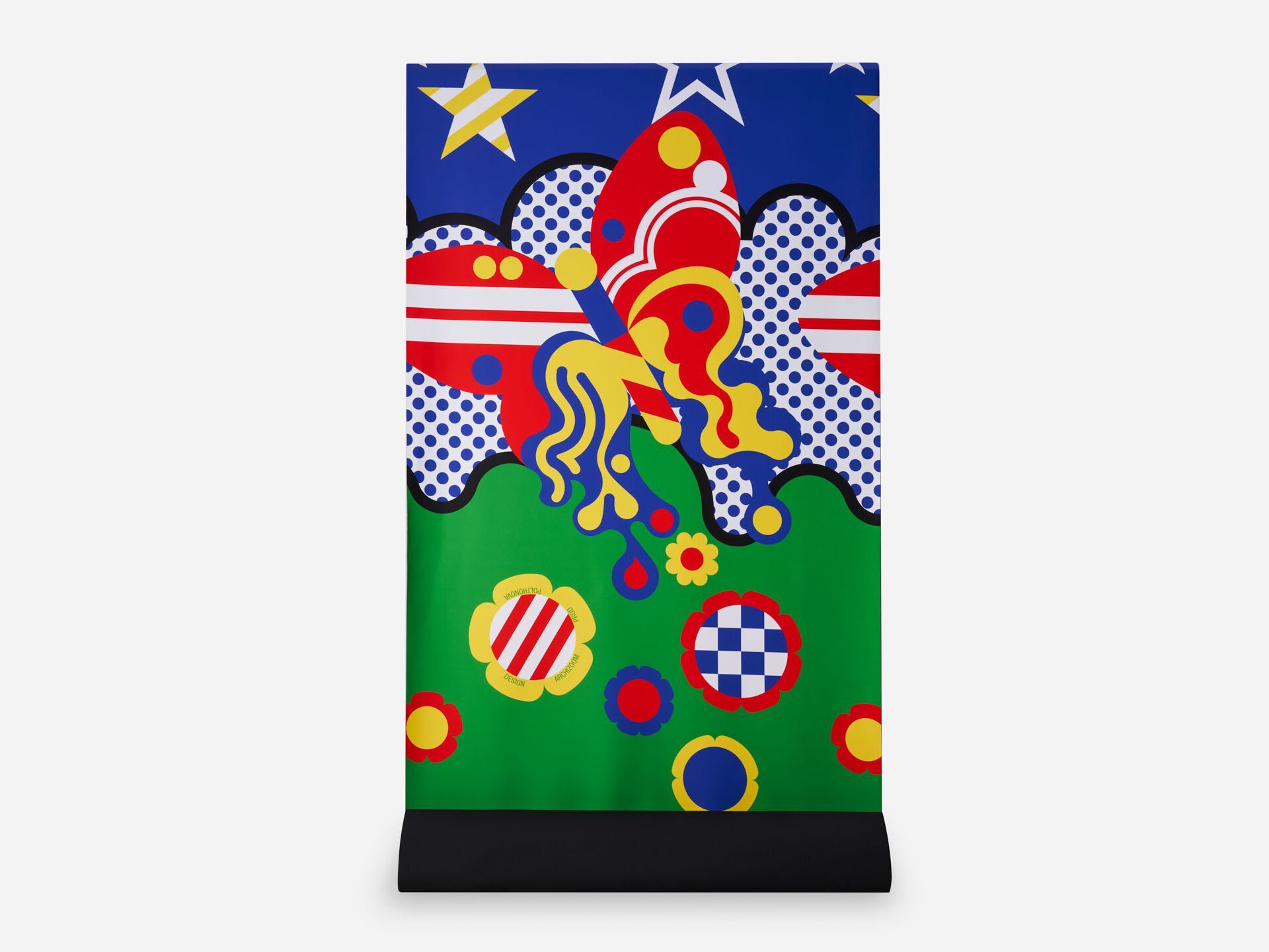 Многоцветная ткань из полиамида и спандекса Poltronova бабочка, луг и небо ARCH-00141444