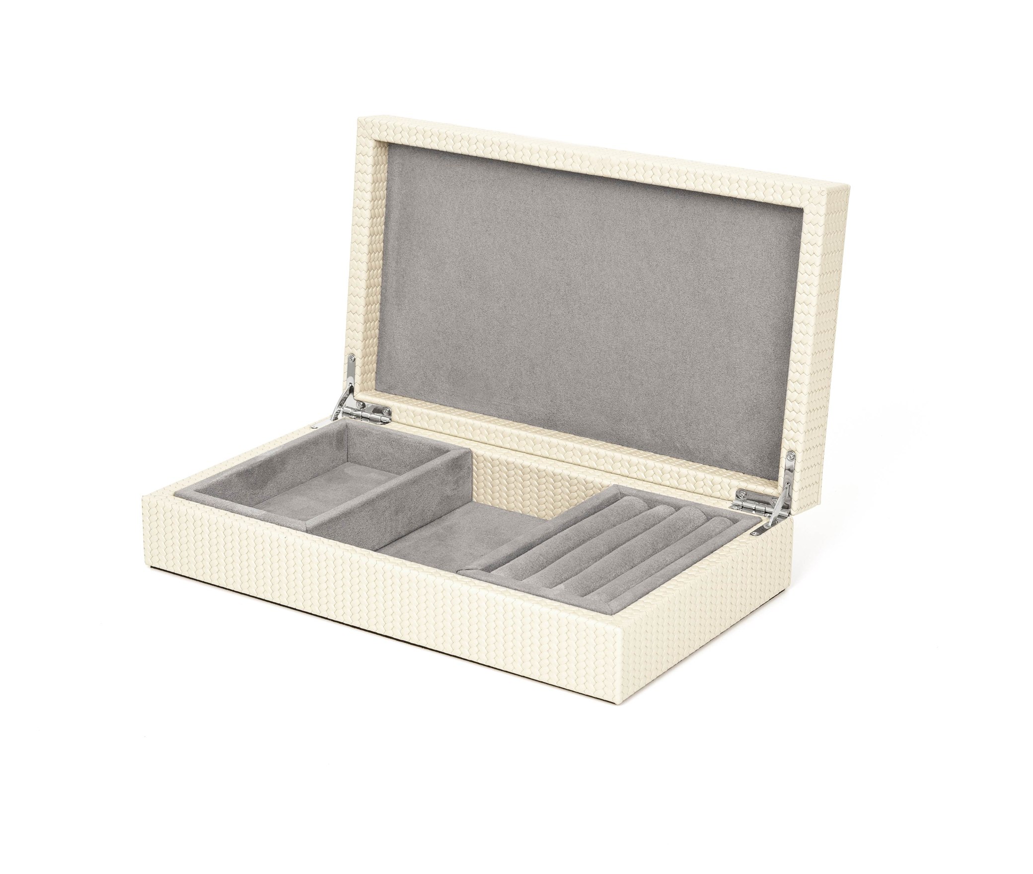 Кожаная шкатулка для украшений - 27X15XH6,3 см / зернистая кожа_кремовый Pinetti 00.1153.029.027