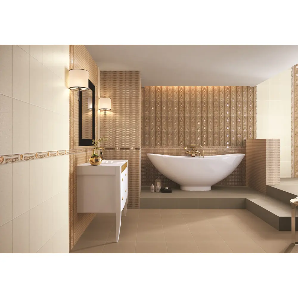 Декор Ласселсбергер «Текстиль 2» 25х33 см цвет светло-бежевый LB CERAMICS STLM-2099400