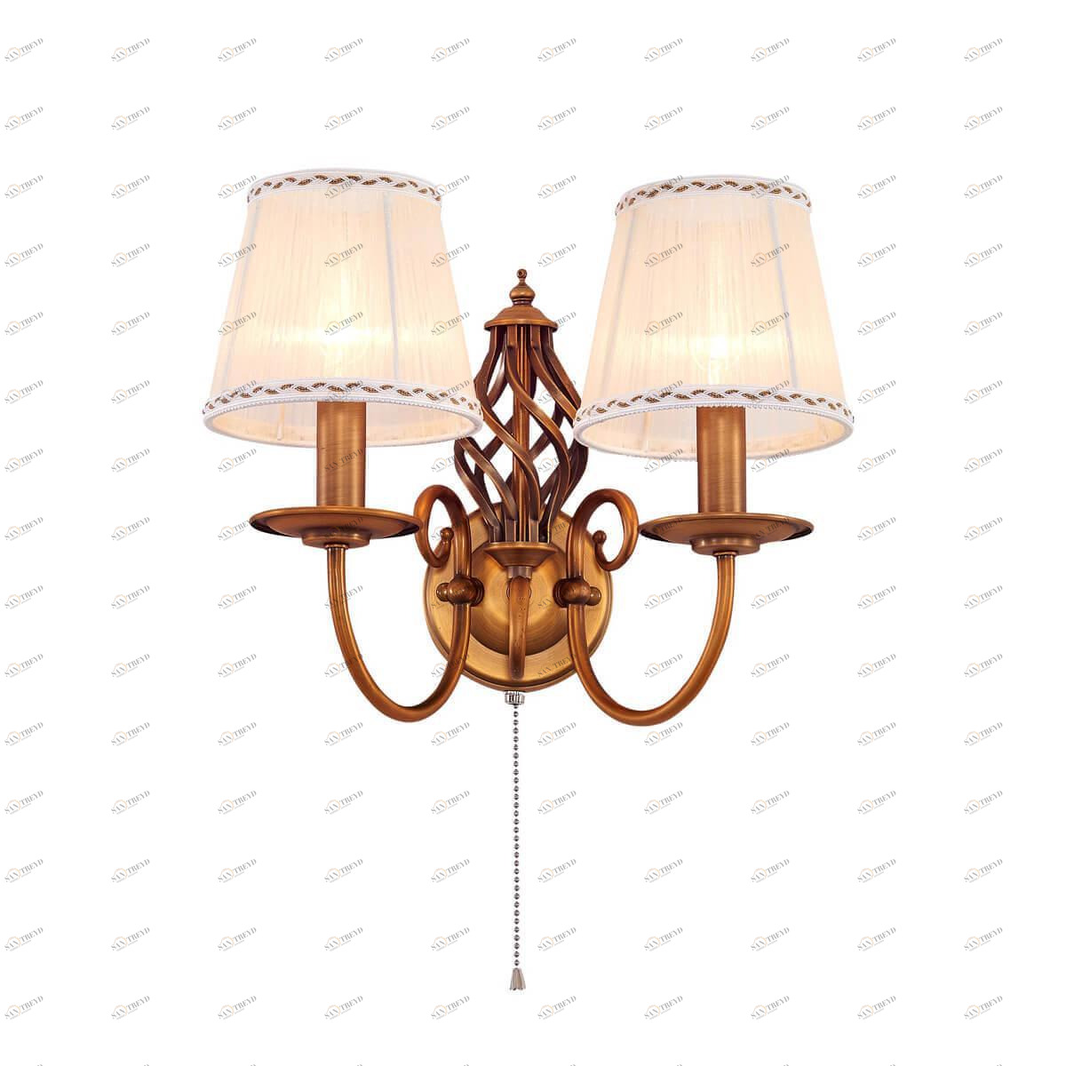 Бра металлическое с абажуром на 2 лампы белое "Ровена" CL427321 CITILUX РОВЕНА БРОНЗА 00-3931052 Белый;коричневый 