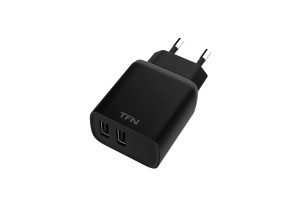 16384977 Сетевое зарядное устройство RAPID+ 2 USB 2.4A 12W black -WCRPD12W2UBK TFN