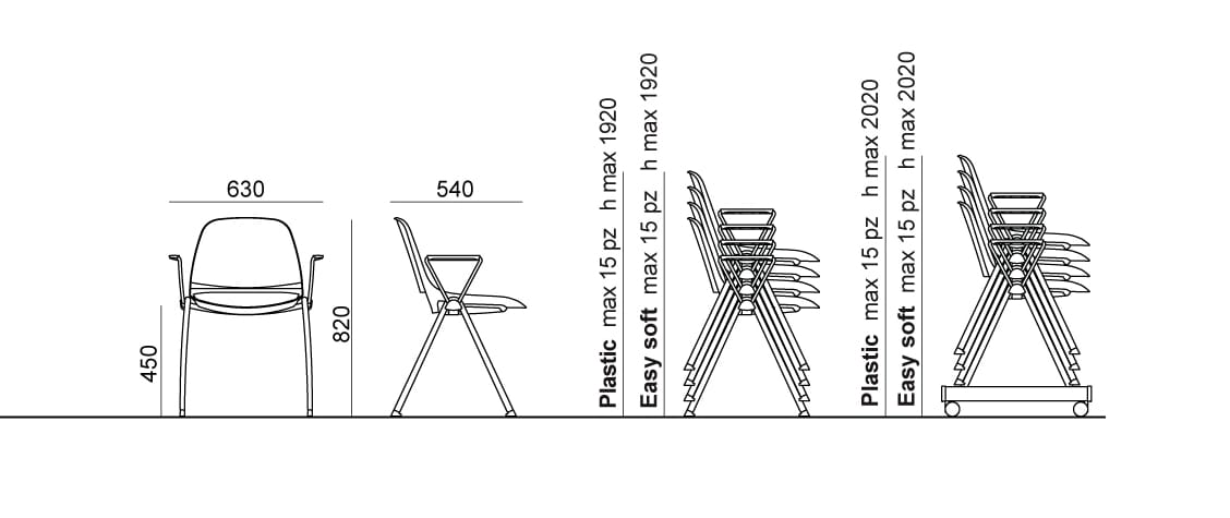 Штабелируемый стул с подлокотниками Diemmebi ARCH-00126405 - Вид №4