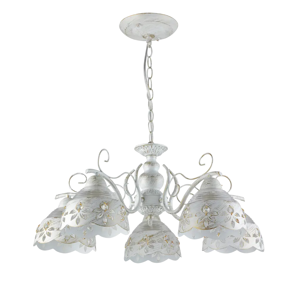 Люстра потолочная Ritter Ravenna 52514 1 5 ламп Е27 цвет белый/золото патина STLM-2038221