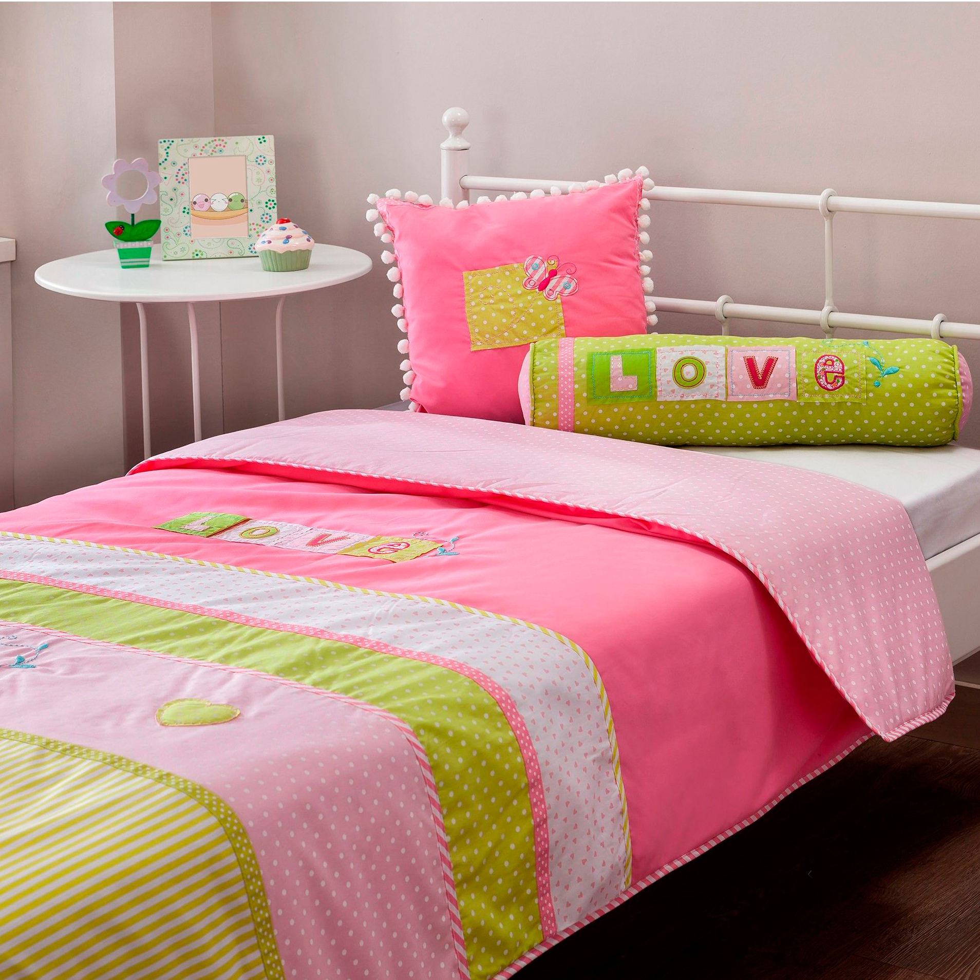 Покрывало детское с подушкой 90х200 см зелено-розовое Love CILEK PRINCESS 00-3832472 Розовый Santreyd - Вид №3