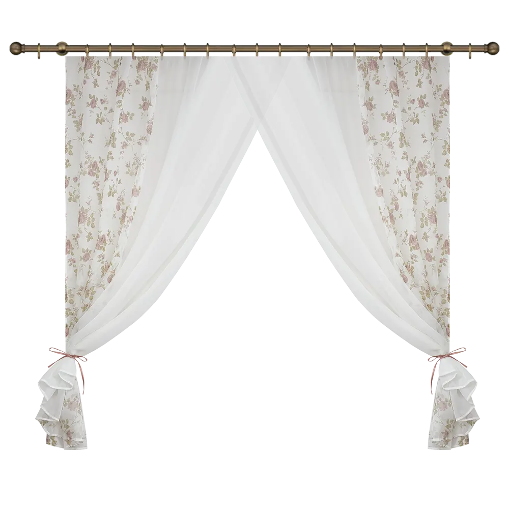 Комплект штор на ленте для кухни Акварель 280x160 см цвет коричневый WITERRA STLM-2092066 - Вид №1