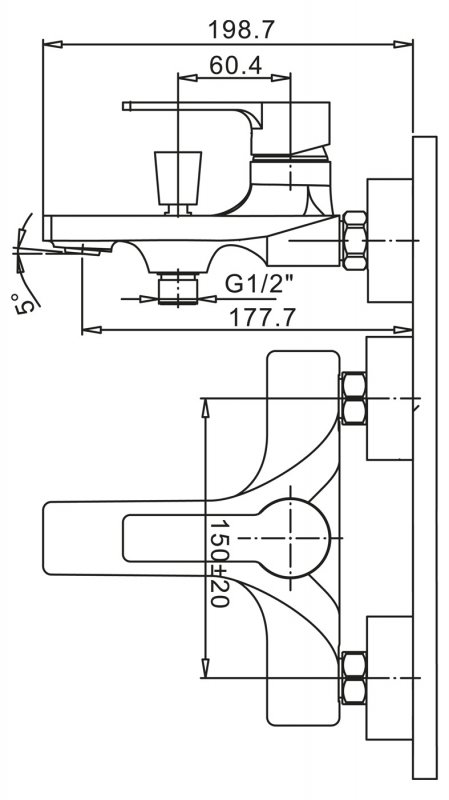 Смеситель для ванны и душа FONDA FON-VASM-CRM BELBAGNO  - Вид №1