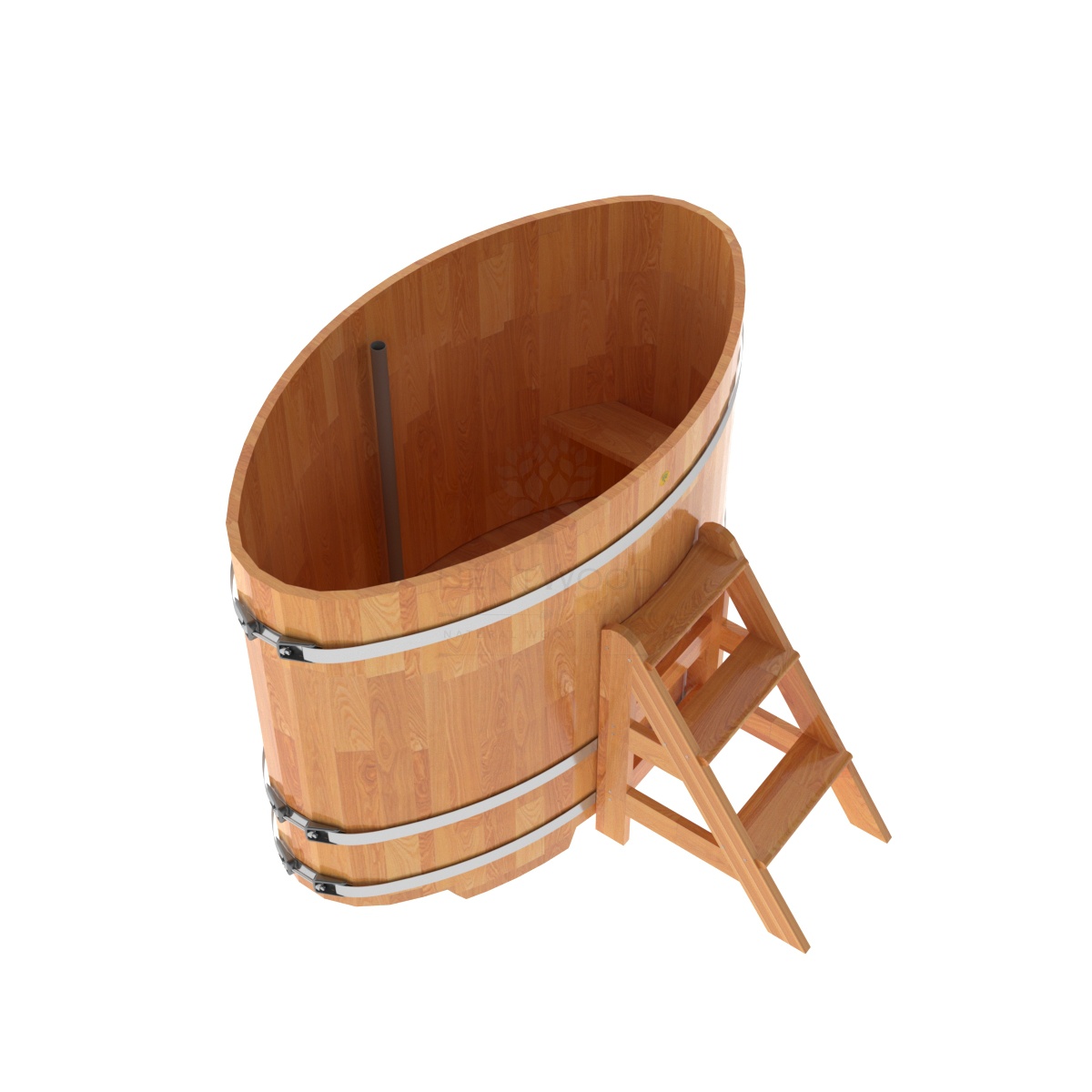 1514 Купель овальная из сращенных ламелей лиственницы 0,92х1,66х1,2 натуральная Alyarus  - Вид №1