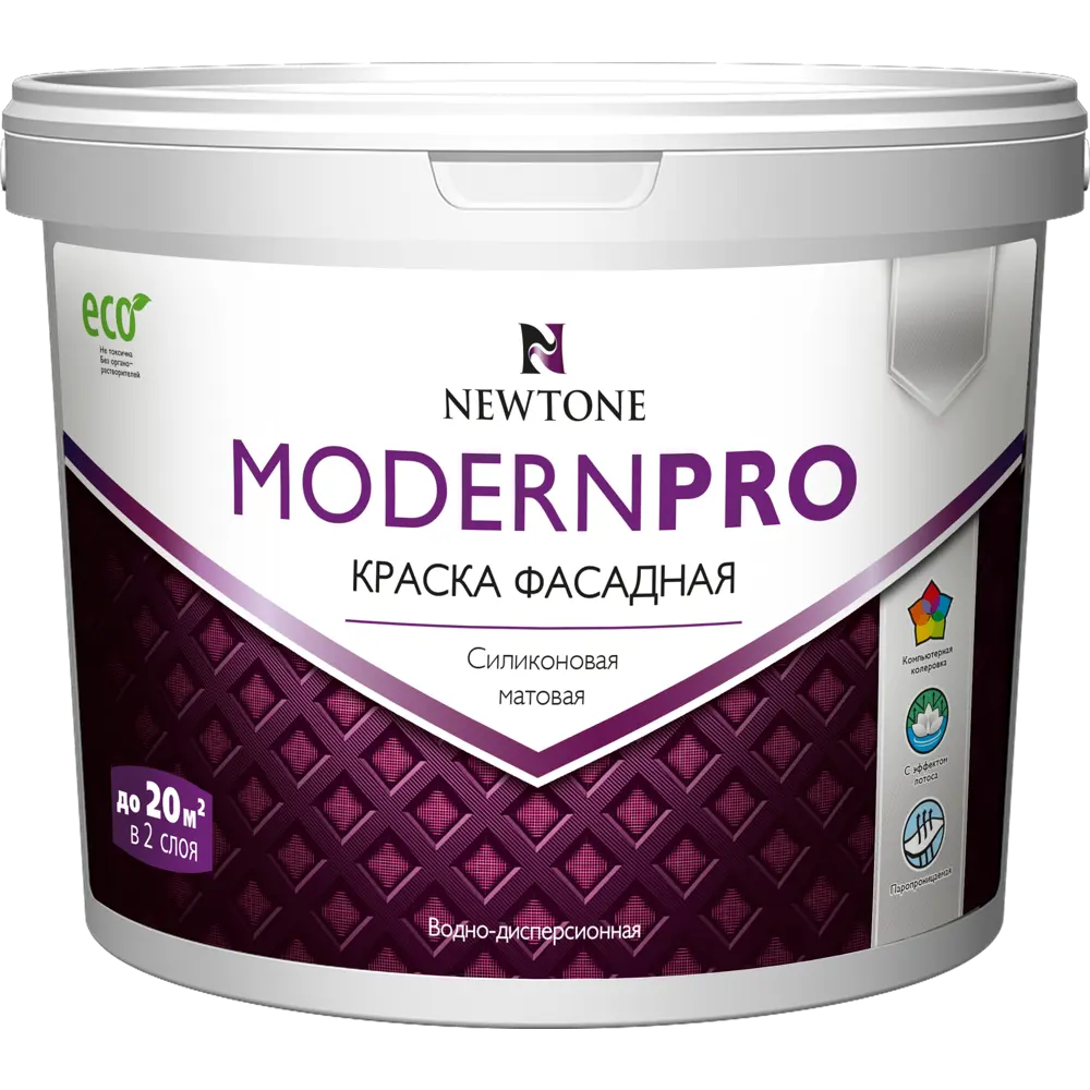 Краска водно-дисперсионная интерьерная фасадная Newtone Modern Pro силиконовая база А 4.5 л 84439901 STLM-2040686  - Вид №1