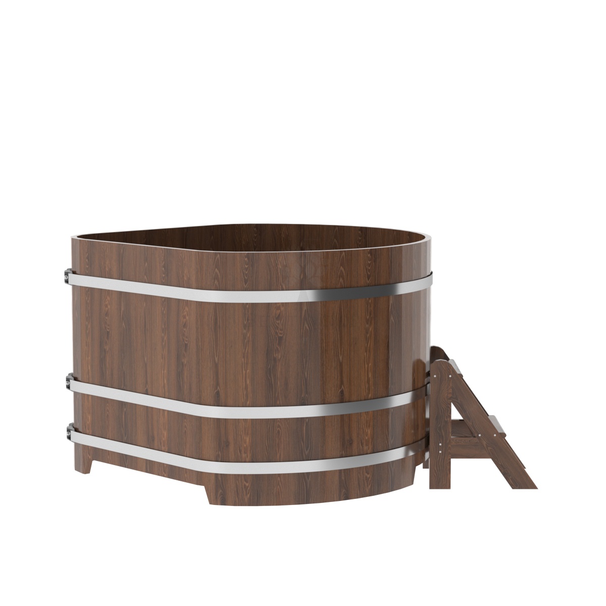 1362 Купель угловая из дуба 1,37х1,37х1,0 морёная Alyarus  - Вид №2