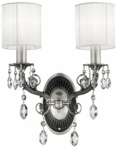 Possoni Illuminazione Старинный серебряный бра с кристаллами swarovski® и абажуром Firefly 7117/a2