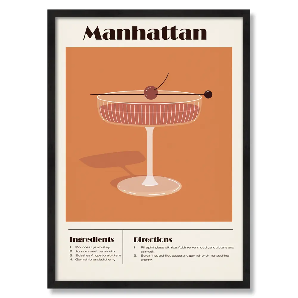 Картина в раме Коктейль Манхэттен 50x70 см цвет разноцветный POSTERMARKET STLM-2090089