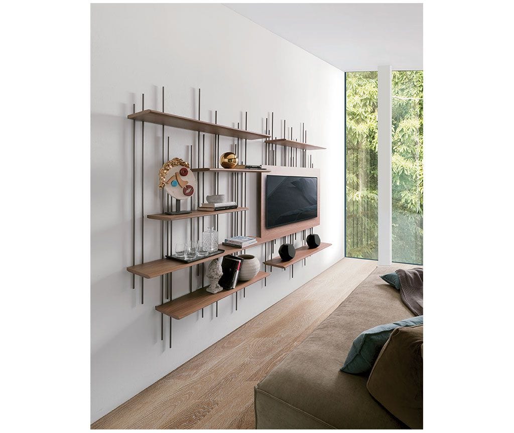 Книжный шкаф / шкаф для телевизора из металла и дерева Pacini & Cappellini ARCH-00120524