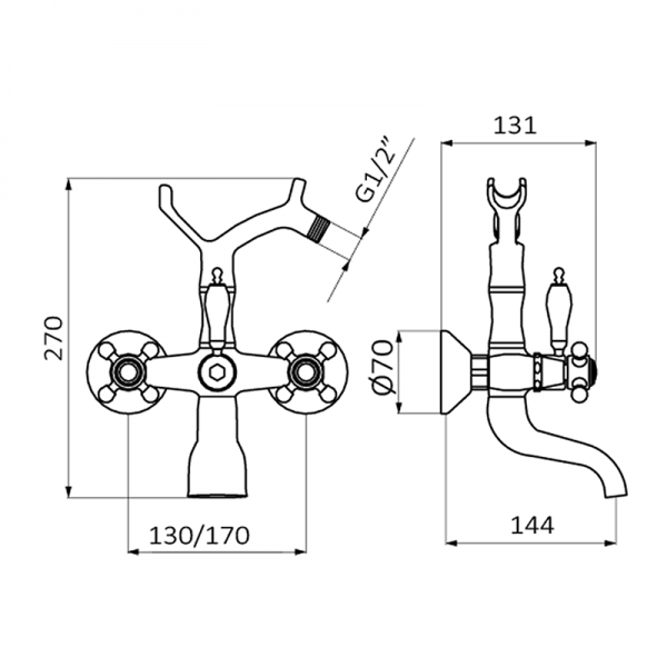 206190 PREMIUM Хром 1866 моноблочный ванна-душ Хром GRB MIXERS  - Вид №1