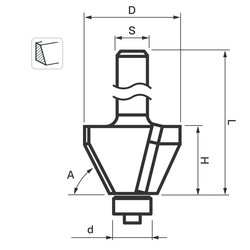 Фреза кромочная конусная Fit 36687, по дереву, 25x50 мм 82262407 STLM-2055858  - Вид №1