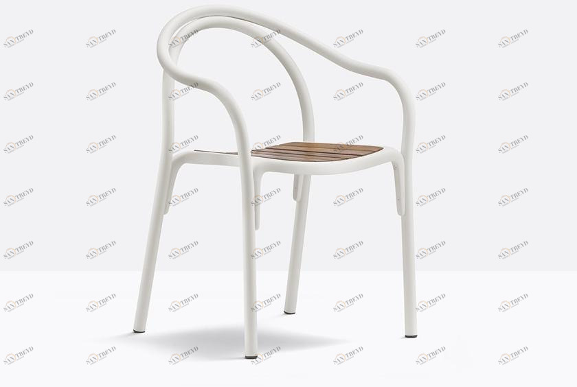 Pedrali Садовый стул из алюминия и дерева с подлокотниками Soul 3746
