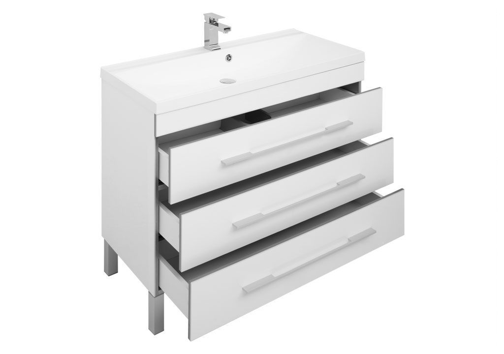 Комплект мебели для ванной Aquanet Верона NEW 100 белый (напольный 3 ящика) 00230322 - Вид №3