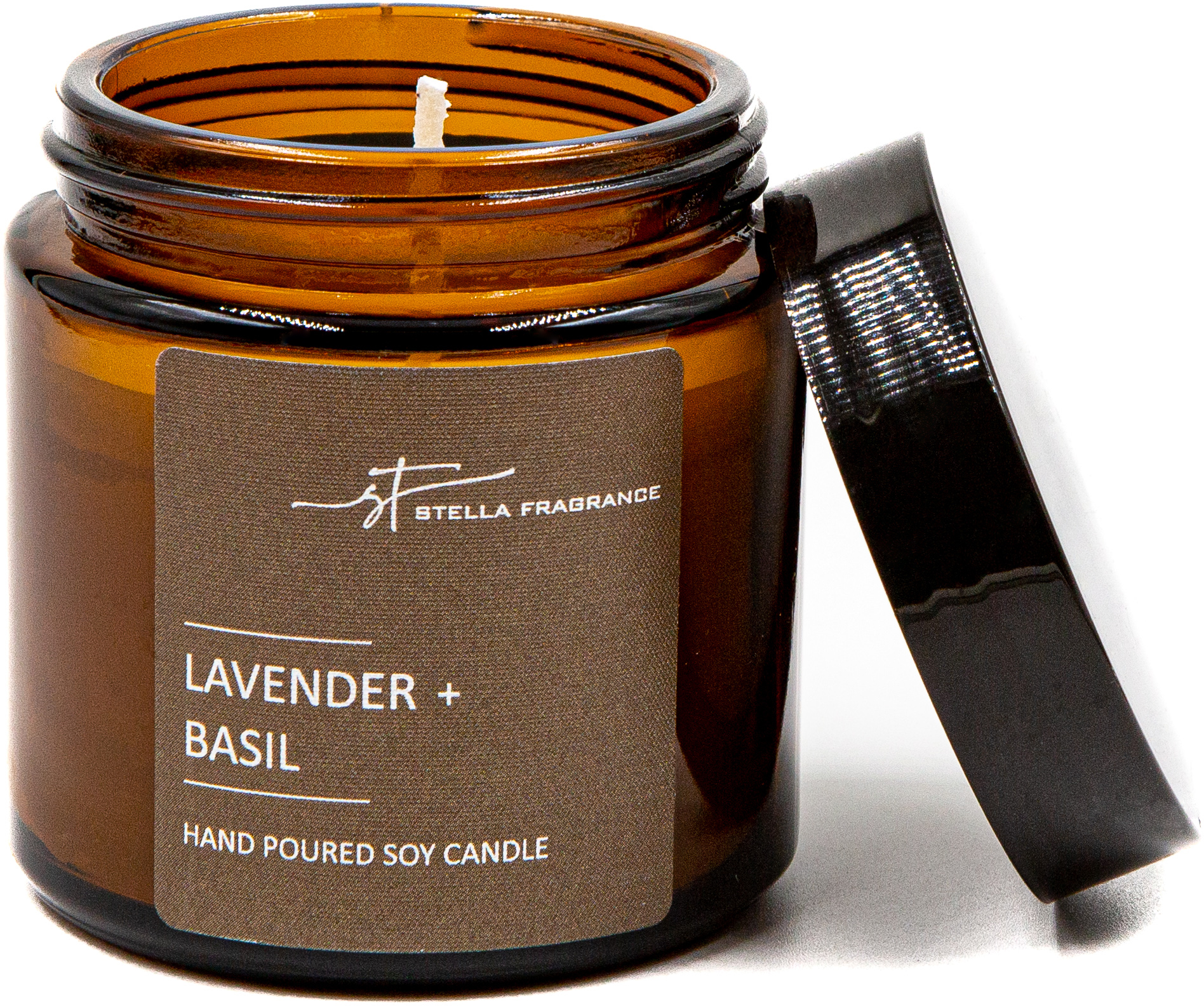 89090949 Свеча ароматизированная в стеклянной банке Lavender Basil коричневая 90 г STLM-0078271 STELLA FRAGRANCE