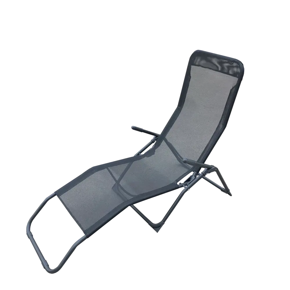 Шезлонг складной Naterial Fiesta 142x60x99 см сталь/ текстилен черный 82575553 STLM-2109425 Santreyd  - Вид №1