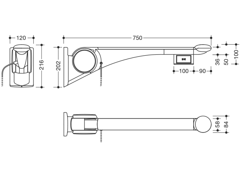 802.50.47060 Складная опорная рейка премиум-класса HEWI Stützen  - Вид №4