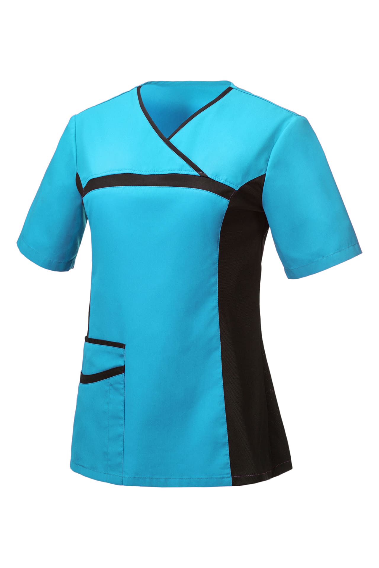 5048416 Блуза ОРИОН женская бирюза-черная  Медицинская одежда  размер 48-50/158-164 Спецодежда 