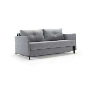 Диван Cubed 140 с подушками, подлокотниками Rests и черными ножками, гранит