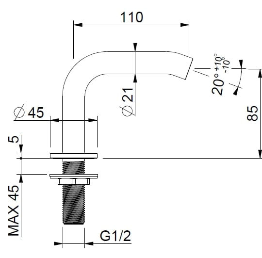 Дозирующий носик из нержавеющей стали для биде с аэратором для пола BEAMTECH Timeless ARCH-00111924 - Вид №2