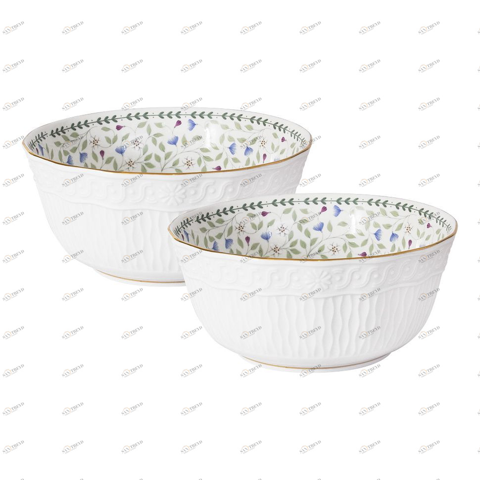 Салатники фарфоровые 2 шт белые "Грация" COLOMBO ГРАЦИЯ 00-3946672 Белый