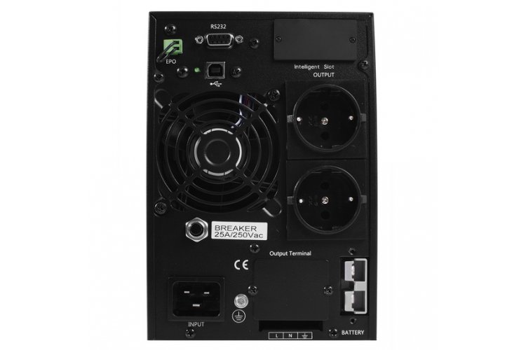 POWERMAN Online 3000 Plus Ups online 3000, lcd, dual conversion, 3000va, 2700w, 2 eurosockets with backup power, usb, rs232, snmp slot, rj11 / rj45 protection, external battery pack (not included), 215 х 315 х 475 mm, 8.9kg. POWERMAN Santreyd  - Вид №3